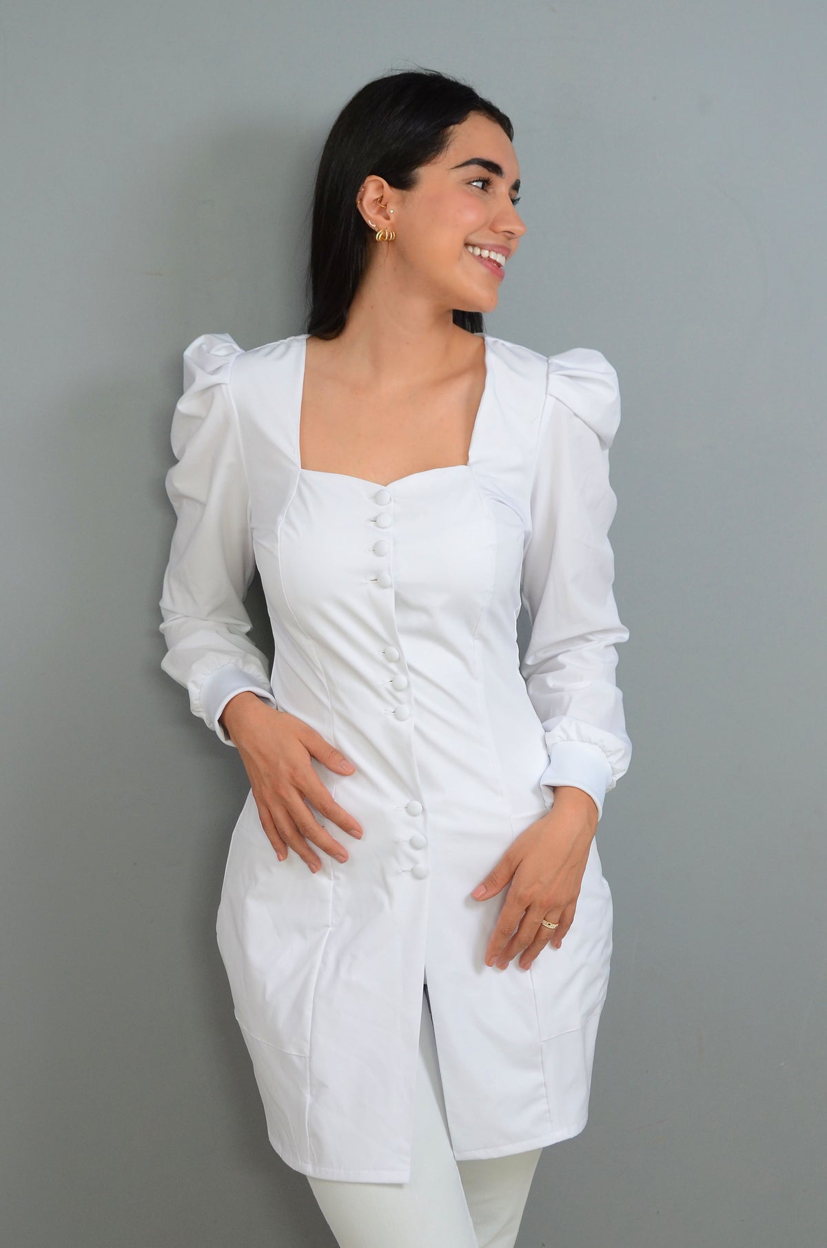 Bata Novia Tela Antifluido Stretch