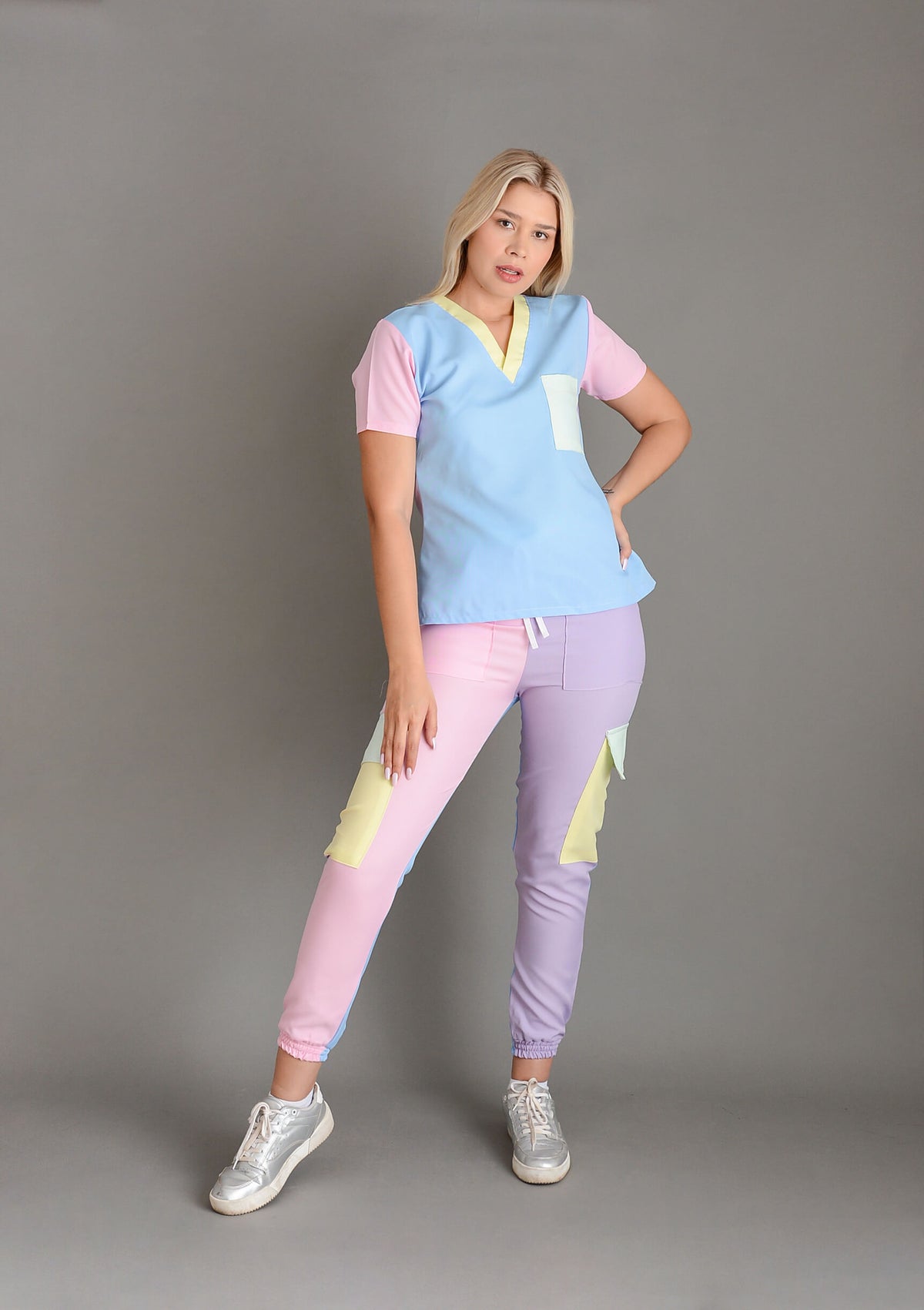 Color Block Tela Antifluido Stretch Mujer