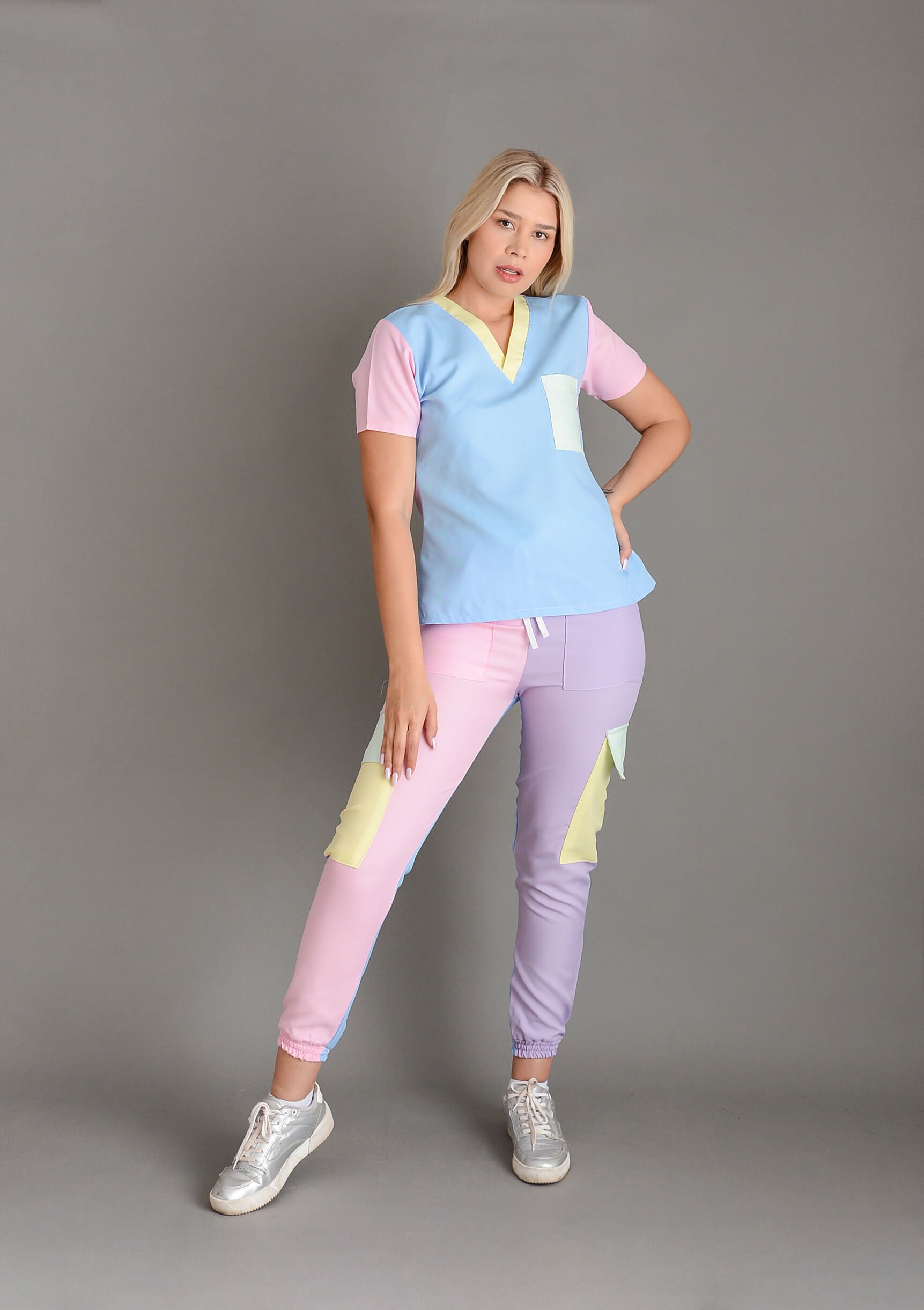 Color Block Tela Antifluido Stretch Mujer