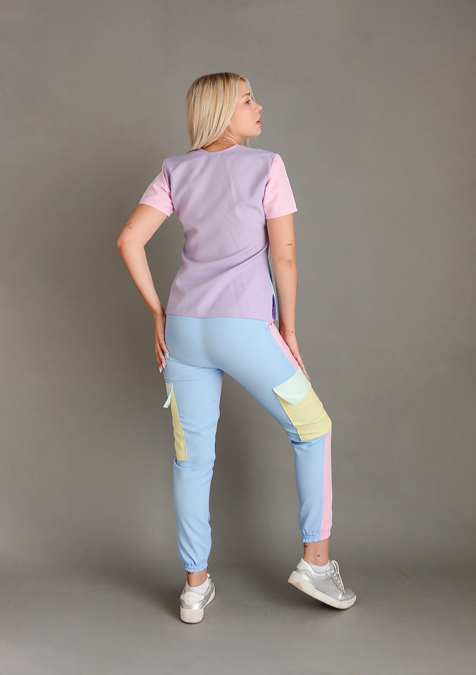 Color Block Tela Antifluido Stretch Mujer