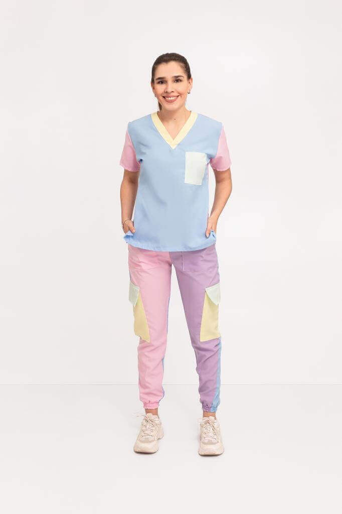 Color Block Tela Antifluido Stretch Mujer